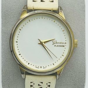 Geneva platinum watch 37mm size case and 19cm wrist band sizable  SKU 201